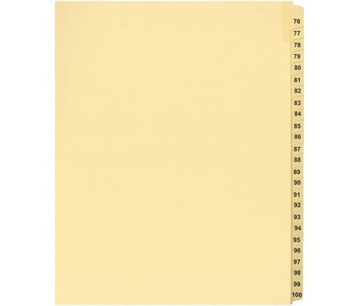 LEGAL INDEX,LETTER SIZE,BUFF COLLATED SETS 25/PK,  76-100