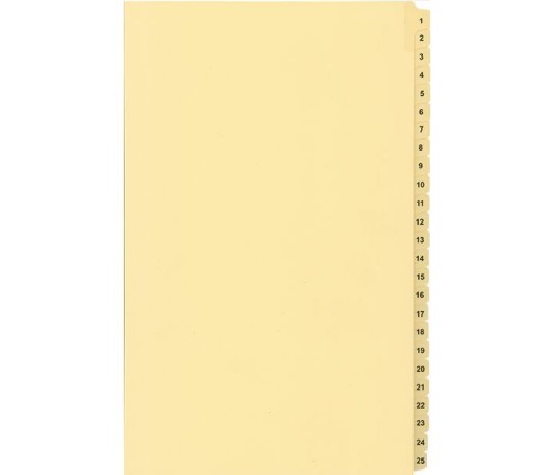 LEGAL INDEX, BUFF COLLATED LEGAL SIZE 14" 25/PK, 1-25 - Legal Index Dividers - INDCN14-25