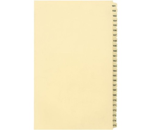 LEGAL INDEX, BUFF COLLATED LEGAL SIZE 14" 25/PK, #151-175 - Legal Index Dividers - INDCN14-175