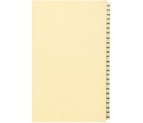 LEGAL INDEX, BUFF COLLATED LEGAL SIZE 14" 25/PK, #176-200 - Legal Index Dividers - INDCN14-200