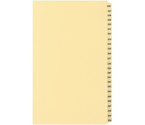 LEGAL INDEX, BUFF COLLATED LEGAL SIZE 14" 25/PK,#226-250