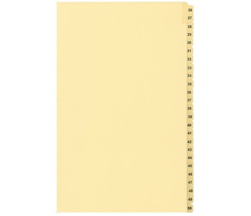 LEGAL INDEX, BUFF COLLATED LEGAL SIZE 14" 25/PK,  26-50 - Legal Index Dividers - INDCN14-50