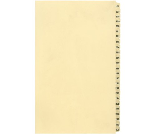 LEGAL INDEX, BUFF COLLATED LEGAL SIZE 14" 25/PK,#276-300 - Legal Index Dividers - INDCN14-300