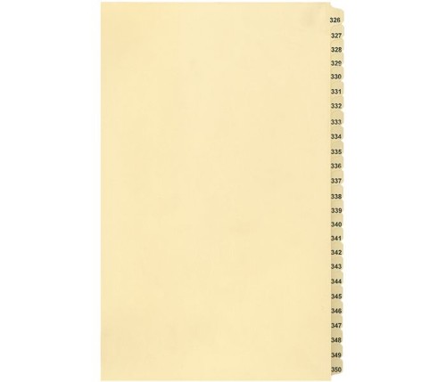 LEGAL INDEX, BUFF COLLATED LEGAL SIZE 14" 25/PK,#326-350 - Legal Index Dividers - INDCN14-350