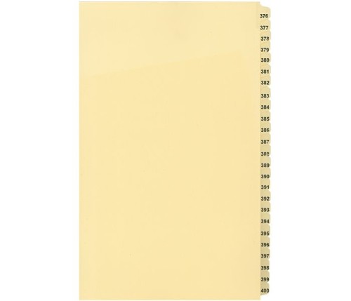 LEGAL INDEX, BUFF COLLATED LEGAL SIZE 14" 25/PK,#376-400 - Legal Index Dividers - INDCN14-400