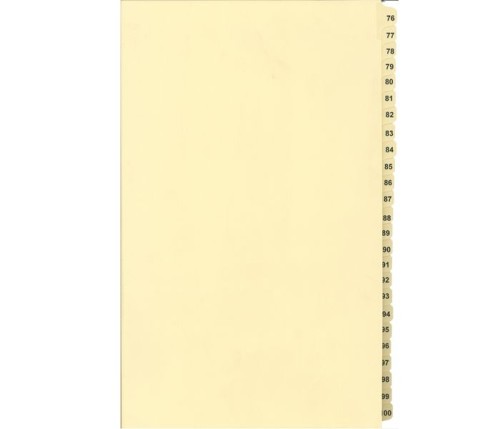 LEGAL INDEX, BUFF COLLATED LEGAL SIZE 14" 25/PK, 76-100 - Legal Index Dividers - INDCN14-100