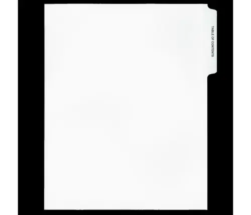 LEGAL ALPHA INDEX,LETTER SIZE 11",WHITE,25/PK, TABLE OF CONTENTS