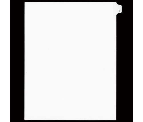 Legal Numeric Index Dividers - #1 - Letter Size 11" - White - 25 / Pack