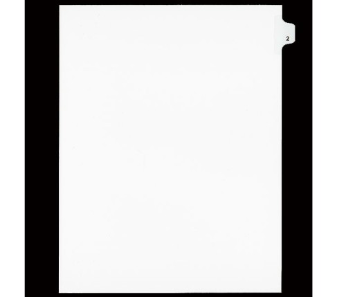 Legal Numeric Index Dividers - #2 - Letter Size 11" - White - 25 / Pack
