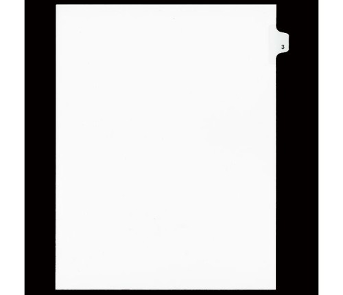 Legal Numeric Index Dividers - #3 - Letter Size 11" - White - 25 / Pack