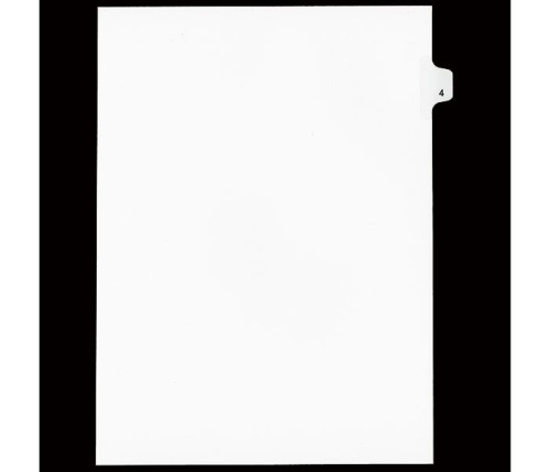 Legal Numeric Index Dividers - #4 - Letter Size 11" - White - 25 / Pack