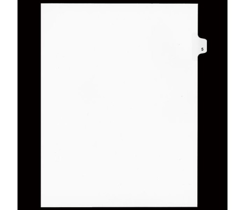 Legal Numeric Index Dividers - #5 - Letter Size 11" - White - 25 / Pack