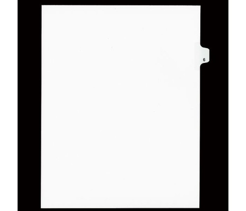 Legal Numeric Index Dividers - #6 - Letter Size 11" - White - 25 / Pack