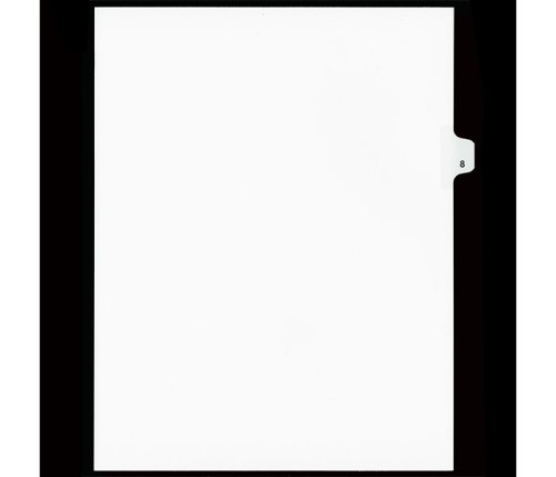 Legal Numeric Index Dividers - #8 - Letter Size 11" - White - 25 / Pack