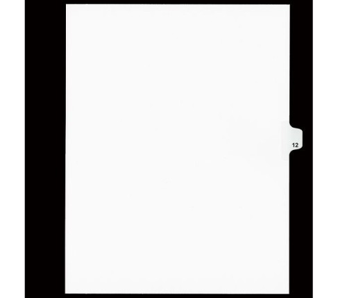 Legal Numeric Index Dividers - #12 - Letter Size 11" - White - 25 / Pack