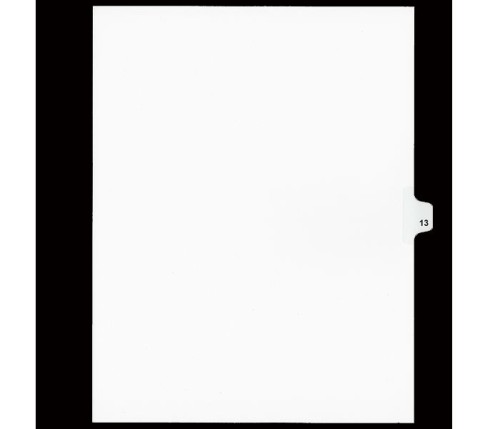 Legal Numeric Index Dividers - #13 - Letter Size 11" - White - 25 / Pack