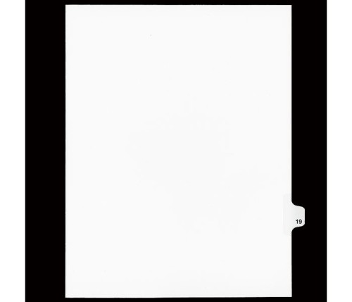 Legal Numeric Index Dividers - #19 - Letter Size 11" - White - 25 / Pack