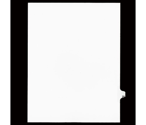 Legal Numeric Index Dividers - #20 - Letter Size 11" - White - 25 / Pack