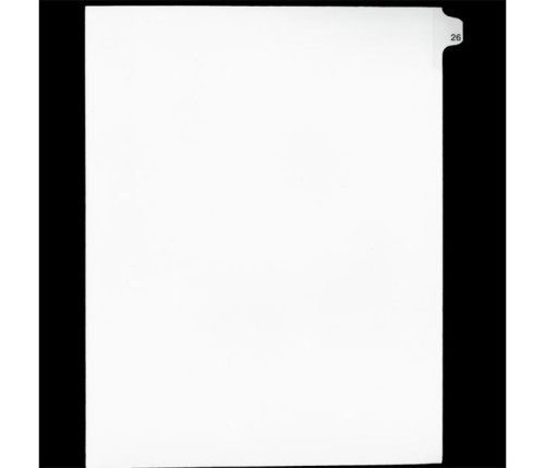 Legal Numeric Index Dividers - #26 - Letter Size 11" - White - 25 / Pack
