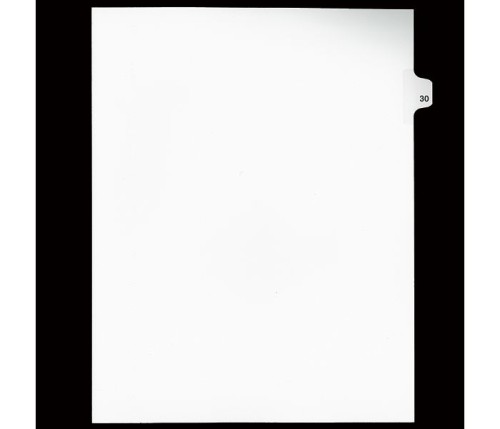 Legal Numeric Index Dividers - #30 - Letter Size 11" - White - 25 / Pack
