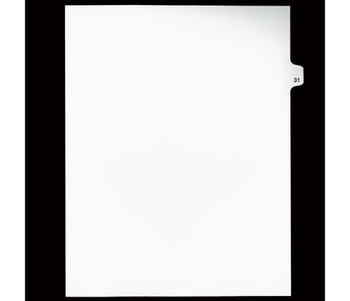 Legal Numeric Index Dividers - #31 - Letter Size 11" - White - 25 / Pack
