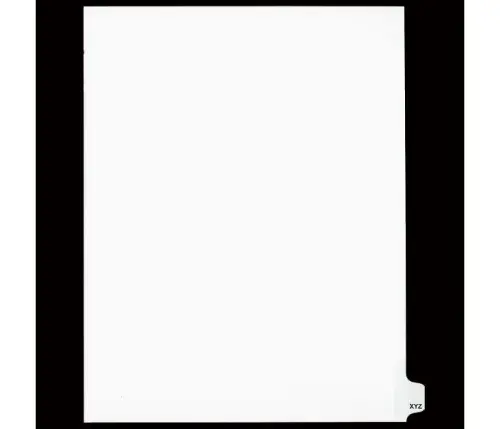 LEGAL ALPHA INDEX,LETTER SIZE 11",WHITE,25/PK #XYZ