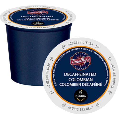 Timothy's Colombian Decaffeinated Coffee K-Cups - 24 / Box - Single Serve Pods - TWC9606775