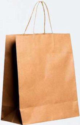 Vino – Kraft – Square Bottom Shopping Paper Bag with Twisted Handle – 3.25" L × 5.25" W × 13" H – 250/PK