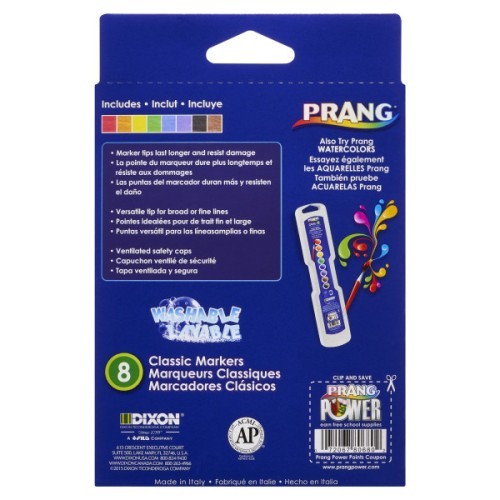 Prang Washable Classic Markers - Broad Line Tip - 8 Assorted Colours - Art Markers - DIX80680