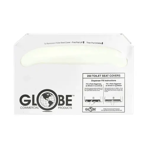 Globe Toilet Seat Covers - 10.50" (266.70 mm) Width x 15" (381 mm) Length - Half-fold - 250 / Pack