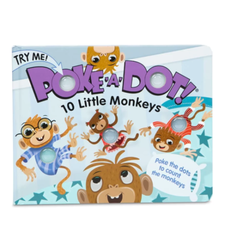 Poke-A-Dot! Board Books - Ten Little Monkeys - Fine Motor Skills - LCIMDL41345