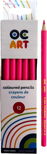 OC ART Coloured Pencils Pink 12/Pack