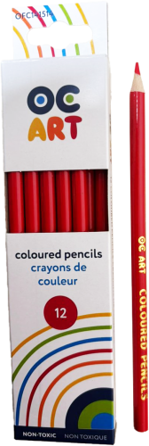 OC ART Coloured Pencils Red 12/Pack