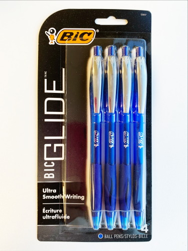BIC Easy Glide Retractable Ball Pens - Medium Pen Point - 1 mm Pen Point Size - Refillable - Retractable - Blue - Blue Barrel - Nickel Silver Tip - 4 / Pack