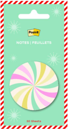 Post-it® Holiday Jingle Notes - Diecut Peppermint - 50 Sheets
