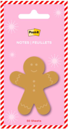Post-it® Holiday Jingle Notes - Diecut Gingerbread - 50 Sheets