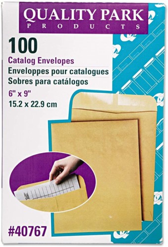 Catalog Envelopes Kraft 6" Width x 9" Length - 28 lb - Gummed - Kraft - 100 / Box - Kraft Quality Park Kraft - Large Format/Catalog Envelopes - QUA40767