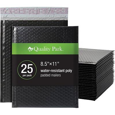 Quality Park Mailer - Bubble/Shipping - 8 1/2" Width x 11" Length - Peel & Seal - Poly - 25 / Box - Black