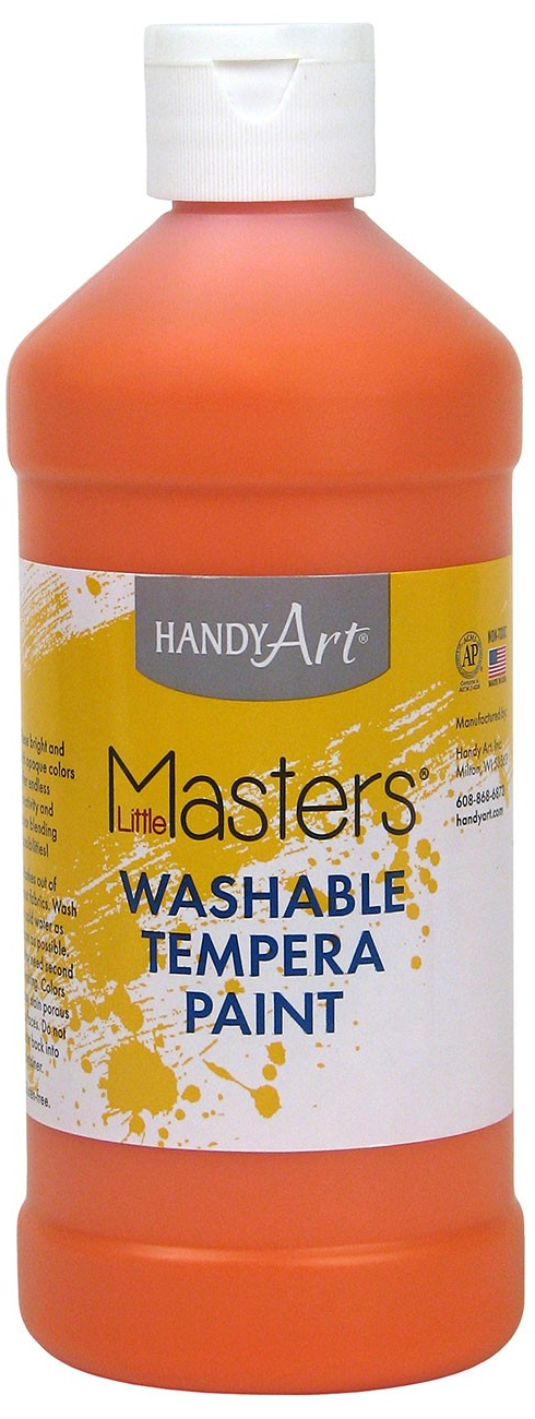 Handy Art Little Masters Washable Tempera Paint - Orange - 473ml (16oz) - Tempera Washable Paint - HAN211715