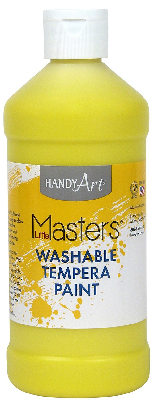 Handy Art Little Masters Washable Tempera Paint - Yellow - 473ml (16oz) - Tempera Washable Paint - HAN211710