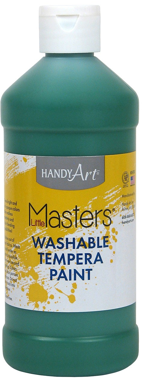 Handy Art Little Masters Washable Tempera Paint - Green - 473ml (16oz) - Tempera Washable Paint - HAN211745