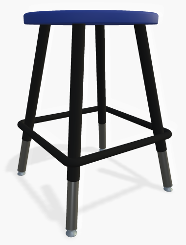 Artcobell 4-Leg Stool - 0801 - Black Frame - Nylon - Blue