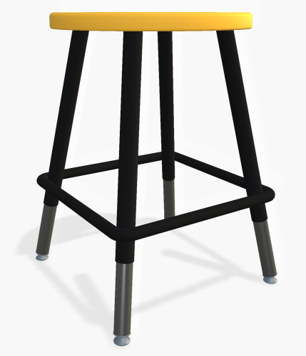 Artcobell 4-Leg Stool - 0801 - Black Frame - Nylon - Yellow