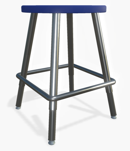 Artcobell 4-Leg Stool - 0801 - Chrome Frame - Nylon - Azure