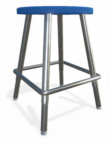 Artcobell 4-Leg Stool - 0801 - Chrome Frame - Nylon - Royal Blue