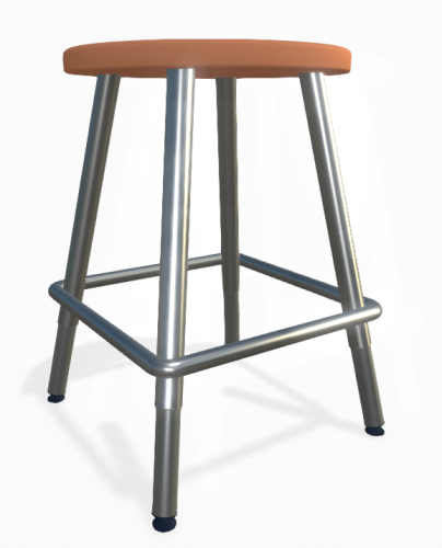 Artcobell 4-Leg Stool - 0801 - Chrome Frame - Nylon - Sunset Orange