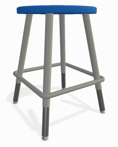 Artcobell 4-Leg Stool - 0801 - Titanium Frame - Nylon - Royal Blue