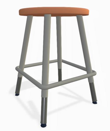 Artcobell 4-Leg Stool - 0801 - Titanium Frame - Nylon - Sunset Orange