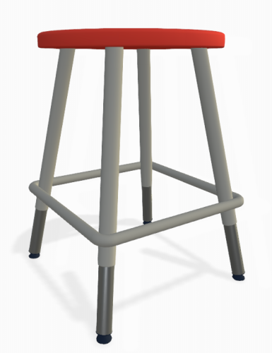 Artcobell 4-Leg Stool - 0801 - Titanium Frame - Nylon - Ruby Red