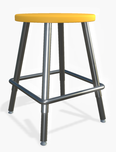 Artcobell 4-Leg Stool - 0801 - Chrome Frame - Nylon - Yellow